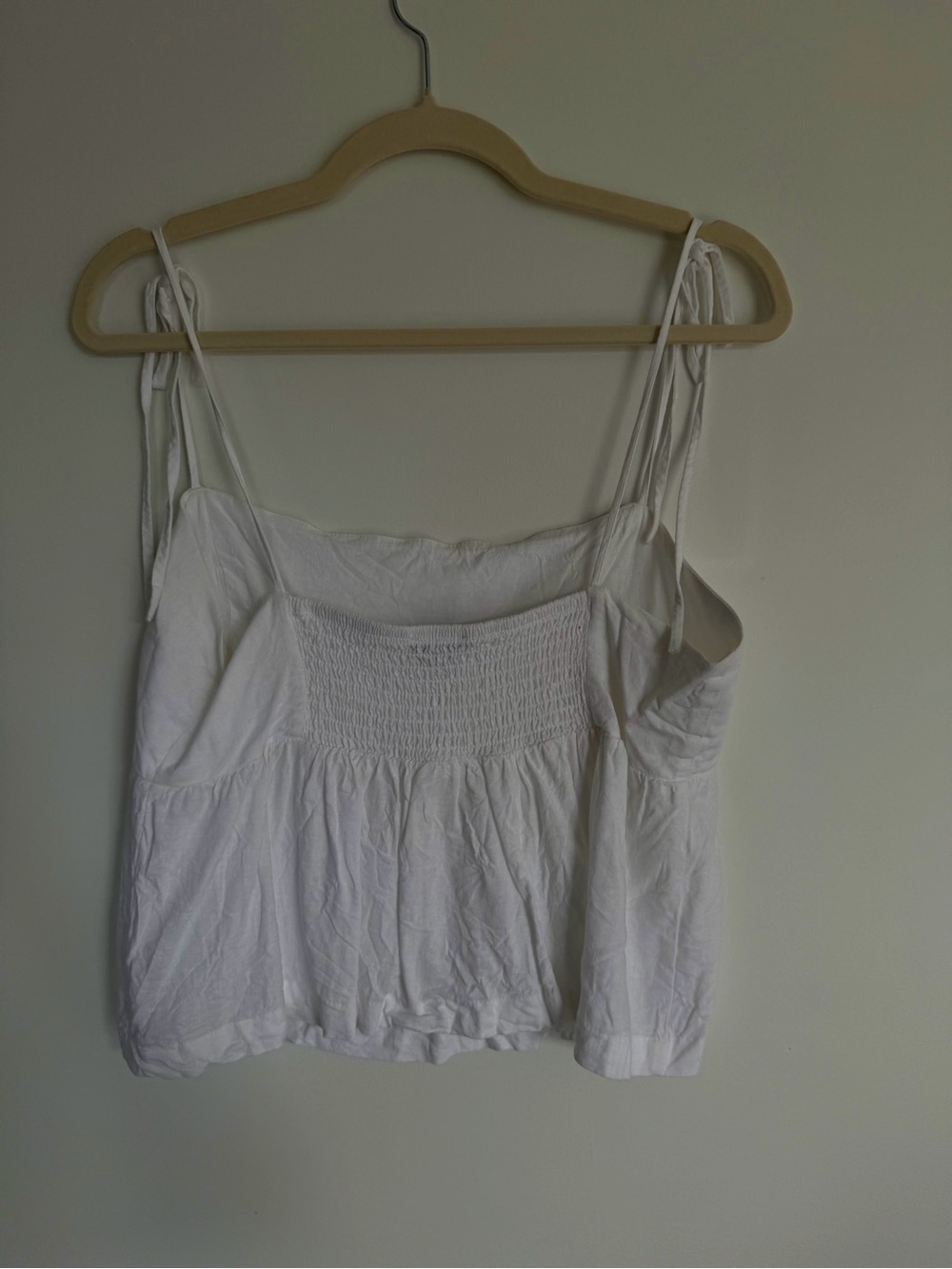 Dynamite White Linen Blend Peplum Cami | Tie Straps | Size Large - Picture 5 of 8